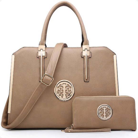 Dasein Women Large Handbag Purse Vegan Leather Satchel Work Bag Shoulder Tote - Picture 1 of 9